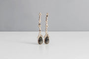 Todd Reed earrings with Black fancy cut diamonds (~13.95ct) silver & grey rose cut diamonds(~5.60ct), and palladium
